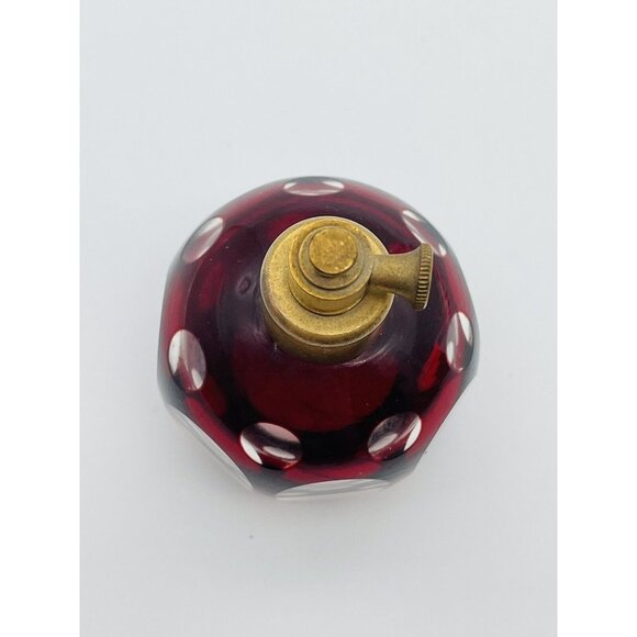 Vtg Ruby Red Cut-to-Clear Crystal Perfume Bottle Glass No Atomizer - Picture 7 of 7